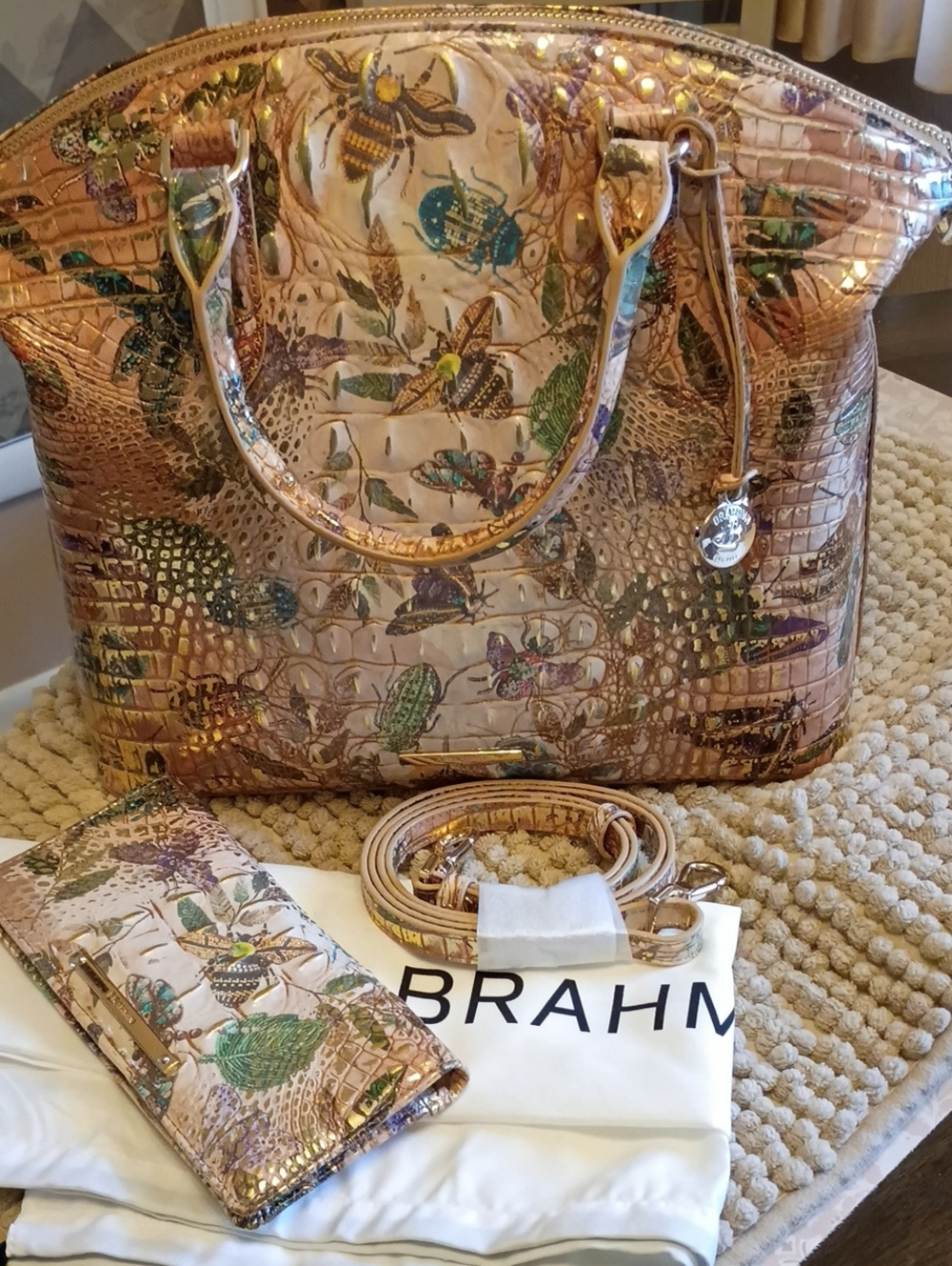 Brahmin LRG Duxbury satchel & wallet Set Hill Garden Butterfly ๐ฆ Botanical - Picture 4 of 17